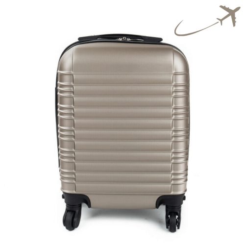 LEONARDO DA VINCI Bőrönd, S méret, kivehető kerékkel - Pezsgő szín