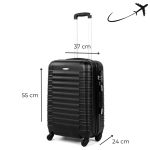 Cestovný kufor LEONARDO DA VINCI, veľkosť S, s odnímateľnými kolieskami 40 × 33 × 20 cm – Čierny