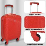 LEONARDO DA VINCI Kabínový kufor, veľkosť XS, s odnímateľnými kolieskami – červený