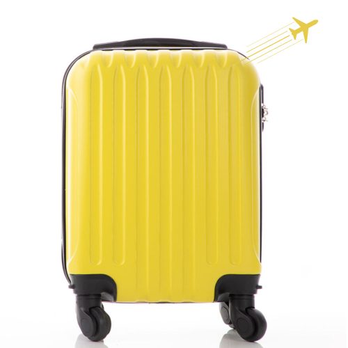 LEONARDO DA VINCI Kabinbőrönd XS méret bordázott, kivehető kerékkel - Sárga