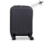 Príručný kufor LEONARDO DA VINCI, veľkosť XS, 39 × 29 × 18,5 cm, rebrovaný, s odnímateľnými kolieskami – Čierny