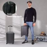 Príručný kufor LEONARDO DA VINCI, veľkosť XS, 39 × 29 × 18,5 cm, rebrovaný, s odnímateľnými kolieskami – Čierny