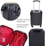 Príručný kufor LEONARDO DA VINCI, veľkosť XS, 39 × 29 × 18,5 cm, rebrovaný, s odnímateľnými kolieskami – Čierny