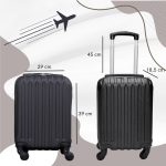 Príručný kufor LEONARDO DA VINCI, veľkosť XS, 39 × 29 × 18,5 cm, rebrovaný, s odnímateľnými kolieskami – Čierny