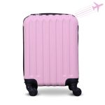 Príručný kufor LEONARDO DA VINCI, veľkosť XS, 39 × 29 × 18,5 cm, rebrovaný, s odnímateľnými kolieskami – Ružový