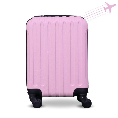 Príručný kufor LEONARDO DA VINCI, veľkosť XS, 39 × 29 × 18,5 cm, rebrovaný, s odnímateľnými kolieskami – Ružový