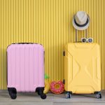 Príručný kufor LEONARDO DA VINCI, veľkosť XS, 39 × 29 × 18,5 cm, rebrovaný, s odnímateľnými kolieskami – Ružový