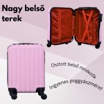 Príručný kufor LEONARDO DA VINCI, veľkosť XS, 39 × 29 × 18,5 cm, rebrovaný, s odnímateľnými kolieskami – Ružový