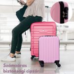 Príručný kufor LEONARDO DA VINCI, veľkosť XS, 39 × 29 × 18,5 cm, rebrovaný, s odnímateľnými kolieskami – Ružový