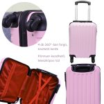 Príručný kufor LEONARDO DA VINCI, veľkosť XS, 39 × 29 × 18,5 cm, rebrovaný, s odnímateľnými kolieskami – Ružový