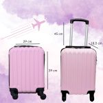 Príručný kufor LEONARDO DA VINCI, veľkosť XS, 39 × 29 × 18,5 cm, rebrovaný, s odnímateľnými kolieskami – Ružový