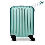 Príručný kufor LEONARDO DA VINCI, veľkosť XS, 39 × 29 × 18,5 cm, rebrovaný, s odnímateľnými kolieskami – Smaragdovo zelený