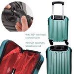 Príručný kufor LEONARDO DA VINCI, veľkosť XS, 39 × 29 × 18,5 cm, rebrovaný, s odnímateľnými kolieskami – Smaragdovo zelený