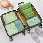 Set de 6 organizatoare din poliester pentru bagaje – Verde