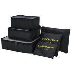 Set de 6 organizatoare din poliester pentru bagaje – Negru
