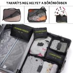 Set de 6 organizatoare din poliester pentru bagaje – Negru