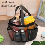 Sieťovaná taška s mnohými vreckami na make-up a kúpeľňové doplnky - sivá