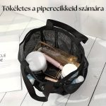 Sieťovaná taška s mnohými vreckami na make-up a kúpeľňové doplnky - čierna