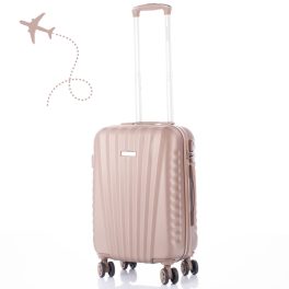   Leonardo Da Vinci Kabinbőrönd Számzárral, Teleszkópos Karral, Kivehető Kerekekkel - XS méret - Rosegold