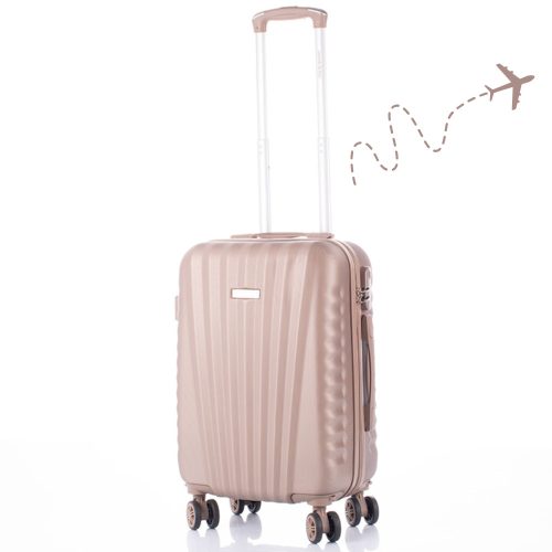 Príručný kufor Leonardo Da Vinci s kombinačným zámkom, teleskopickým ramenom, odnímateľnými kolieskami 55x37x24 cm - veľkosť S - ružovo-zlatý