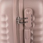 Príručný kufor Leonardo Da Vinci s kombinačným zámkom, teleskopickým ramenom, odnímateľnými kolieskami 55x37x24 cm - veľkosť S - ružovo-zlatý