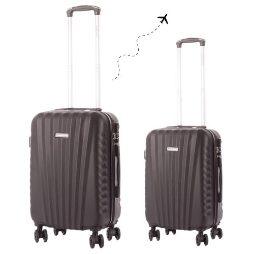 Leonardo Da Vinci Kabinbőrönd Szett Számzárral, Teleszkópos Karral, Kivehető Kerekekkel - XS és S méret - Fekete