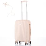 Príručný kufor Leonardo Da Vinci 39x29x18,5 cm s kombinačným zámkom, teleskopickou rukoväťou, odnímateľnými kolieskami - veľkosť XS - béžový