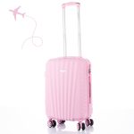 Príručný kufor Leonardo Da Vinci 39x29x18,5 cm s kombinačným zámkom, teleskopickou rukoväťou, odnímateľnými kolieskami - veľkosť XS - ružový