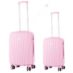 Leonardo Da Vinci Kabinbőrönd Szett Számzárral, Teleszkópos Karral, Kivehető Kerekekkel - XS és S méret - Rózsaszín