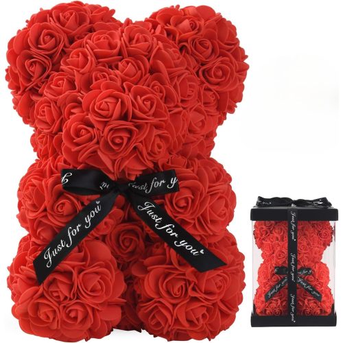 Örök Rózsamaci masnival díszdobozban - 25 cm - piros