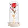 Búrába zárt örökrózsa LED fénnyel - Piros/arany - 1 rózsa LOVE01