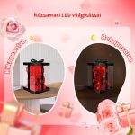 Ursuleț de pluș cu trandafir veșnic în cutie și LED – 25 cm – roz