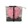 Inimă cu trandafir etern în cutie decorativă - 15 cm - roz