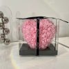 Inimă cu trandafir etern în cutie decorativă - 15 cm - roz