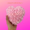 Inimă cu trandafir etern în cutie decorativă - 15 cm - roz