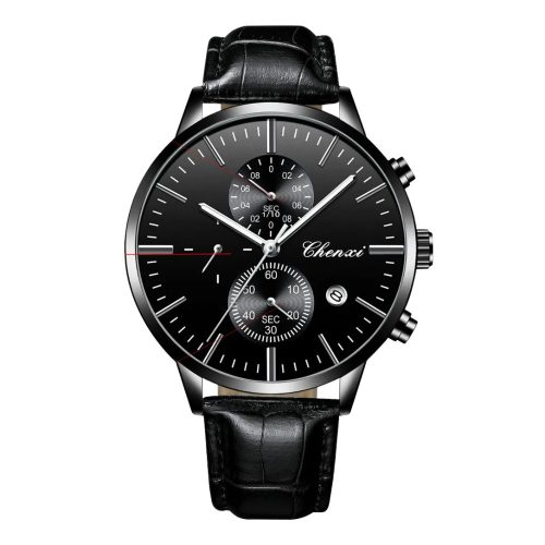 Chenxi Férfi  Karóra Bőr szíjjal Díszdobozban - Fekete
