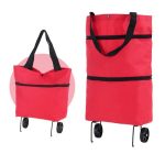 Skladacia nákupná taška na kolieskach - červená