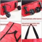 Skladacia nákupná taška na kolieskach - červená