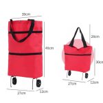 Skladacia nákupná taška na kolieskach - červená
