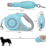 2v1 multifunkční zatahovací vodítko pro psy s lampou - modré