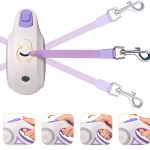 2v1 multifunkční zatahovací vodítko pro psy s lampou - fialové